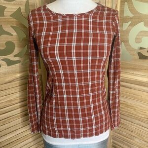 Flax Red Plaid Long Sleeve Top Size XS